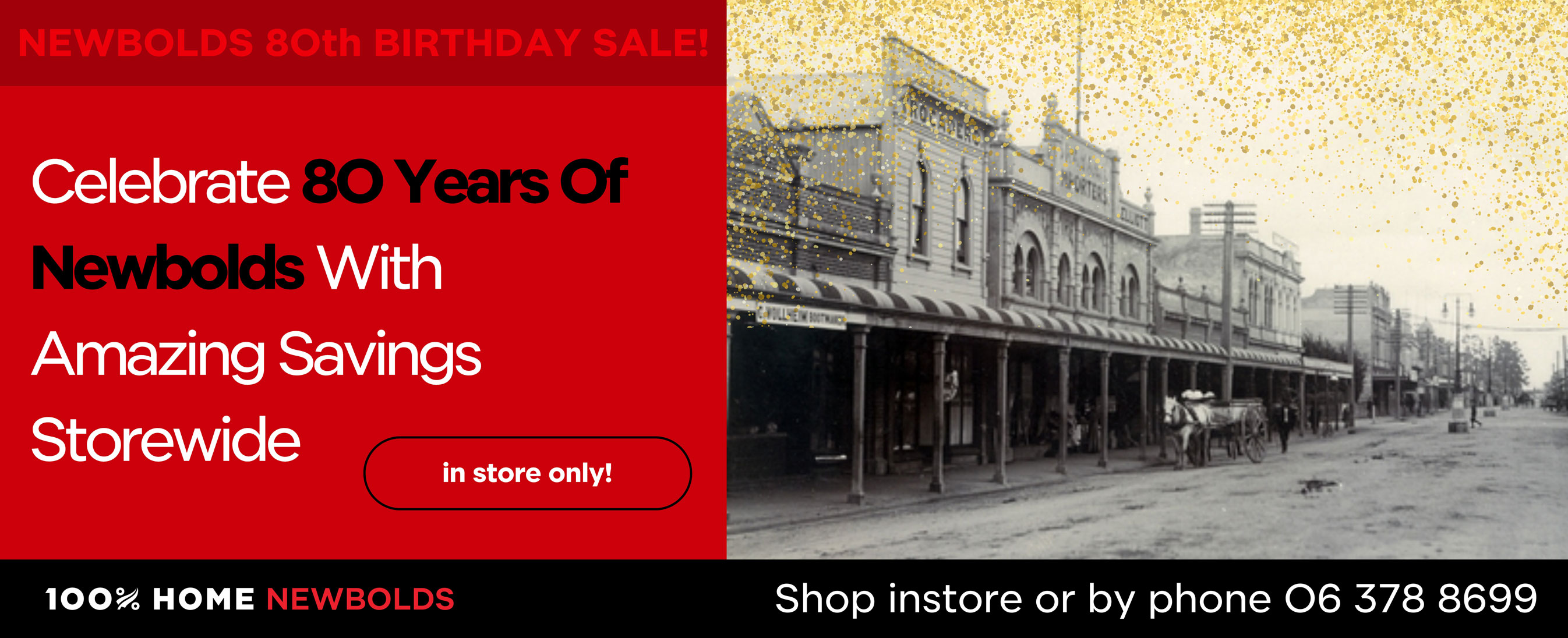 100% Newbolds Masterton 80th Birthday Sale July 2024